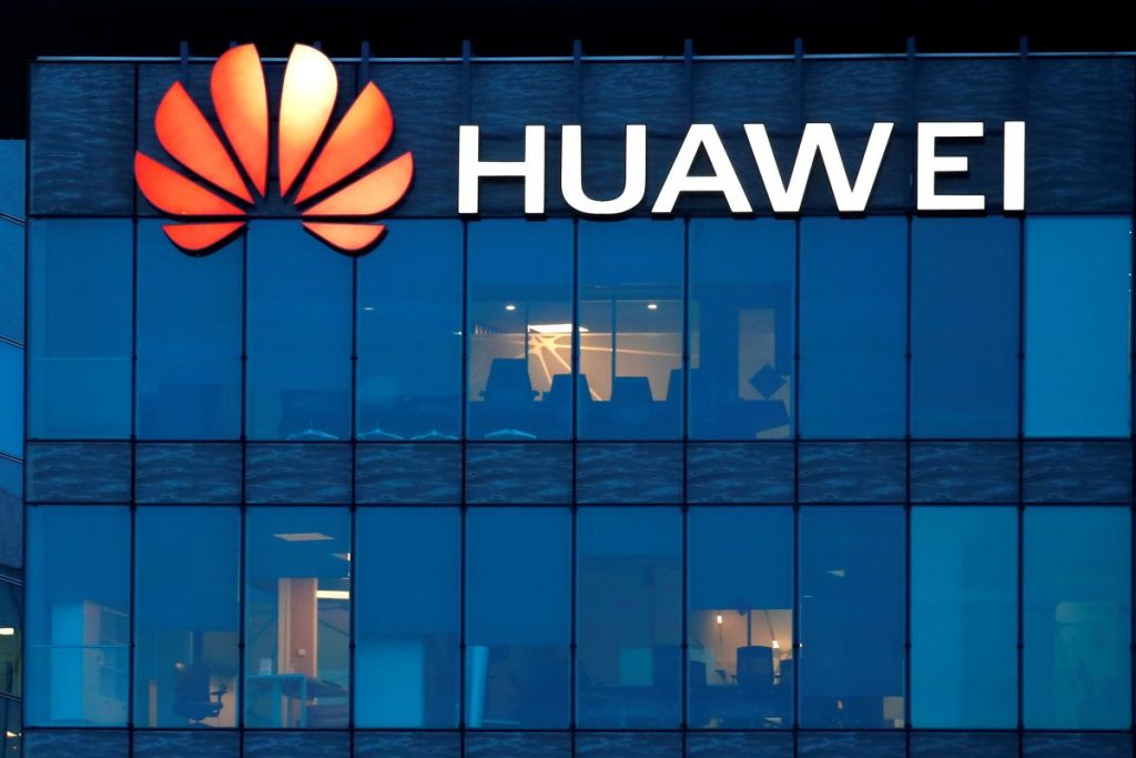 FILE PHOTO: A view shows a Huawei logo at Huawei Technologies France headquarters in Boulogne-Billancourt near Paris, France, February 17, 2021. REUTERS/Gonzalo Fuentes/File Photo