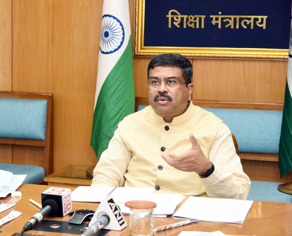 New Delhi, Sep 03 (ANI): Union Minister for Education, Skill Development and Entrepreneurship Dharmendra Pradhan addresses the virtual meeting with the Vice-Chancellors of 45 Central Universities under the Ministry of Education, in New Delhi on Friday. (ANI Photo)