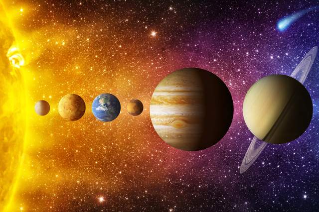 5 planets in space