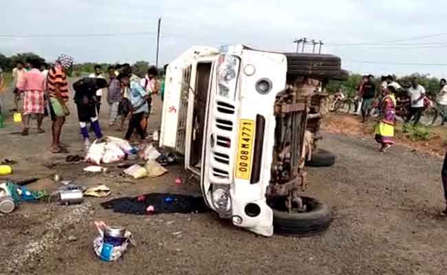 Pickup Van Overturned