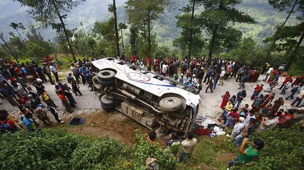 Bus fell into Ditch