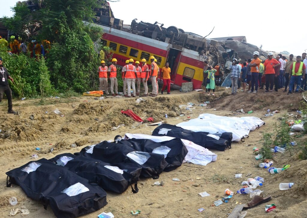 Balasore: Rescue operation underway at the site where Coromandel Express, Bengaluru-Howrah Express and a goods train met with an accident, in Balasore district, on Saturday, June 03, 2023. At least 260 people were killed and 900 others suffered injuries, according to officials.  (Photo: Biswanath swain/IANS)