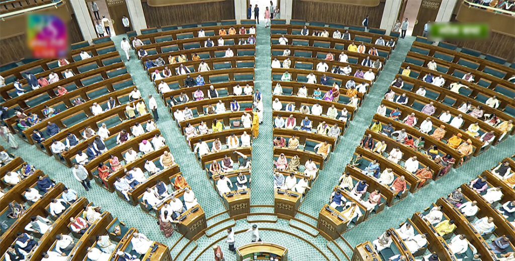 New Delhi: Members of Parliament in the new Parliament building during a special session of Parliament, in New Delhi, Tuesday, September 19, 2023. (Photo: IANS/Sansad Tv)